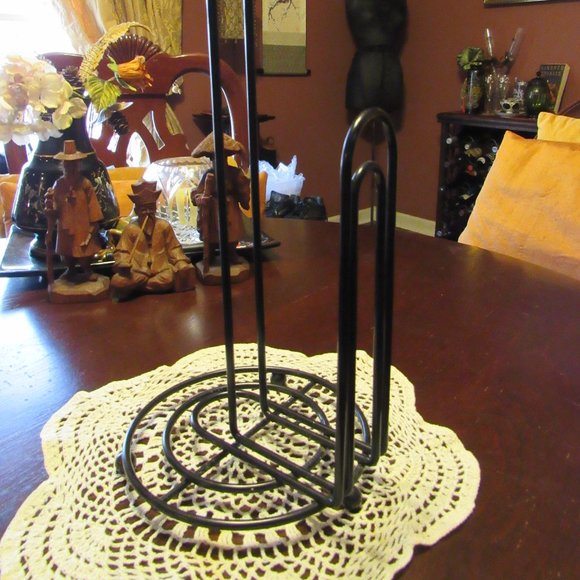 ▪️🖤▪️Fabulous Art Deco Style Onyx Black Powder Coated Enamel Paper Towel Holder - Picture 4 of 12